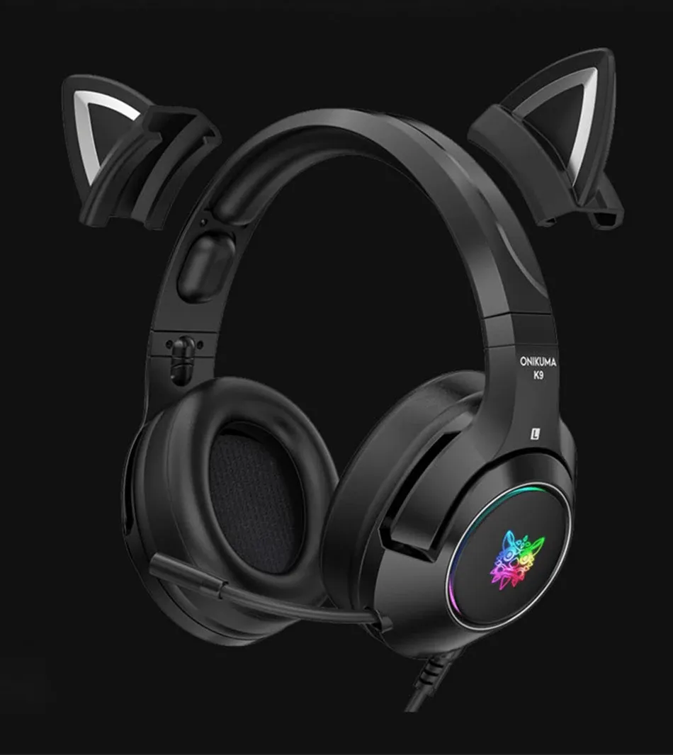 Onikuma K9 bedrade gamingheadset met RGB en HD-microfoon