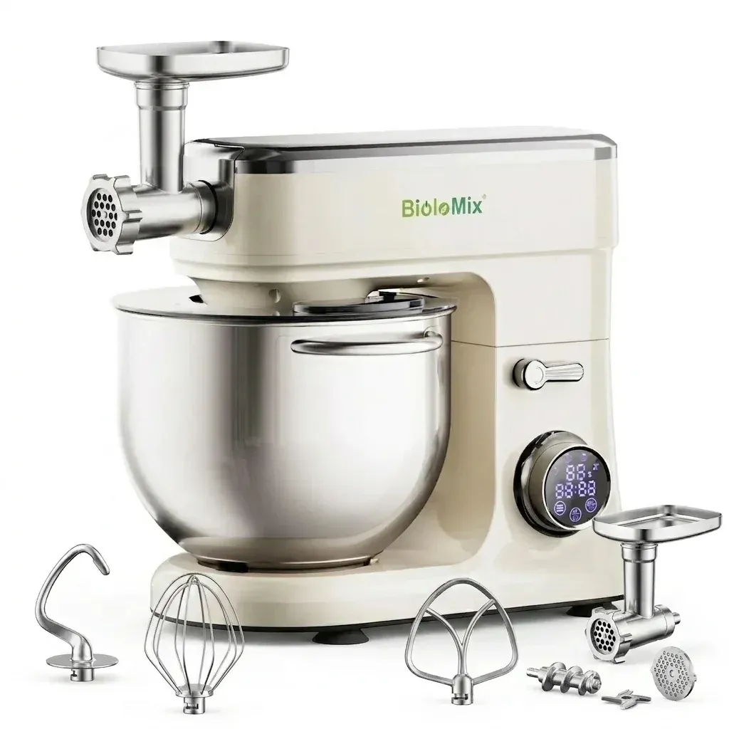 BioloMix keukenmixer met vleesmolen op wit