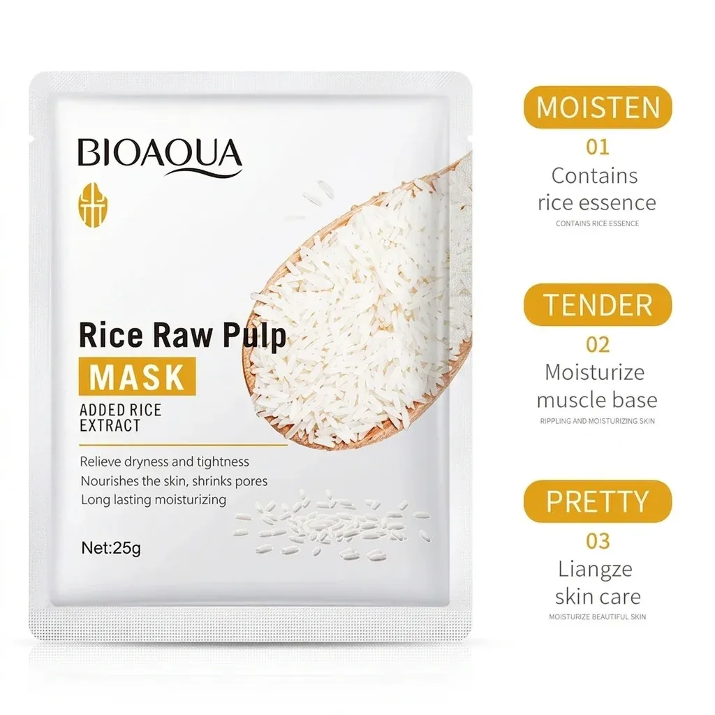 BIOAQUA rijstbladmasker sachet, 30 stuks