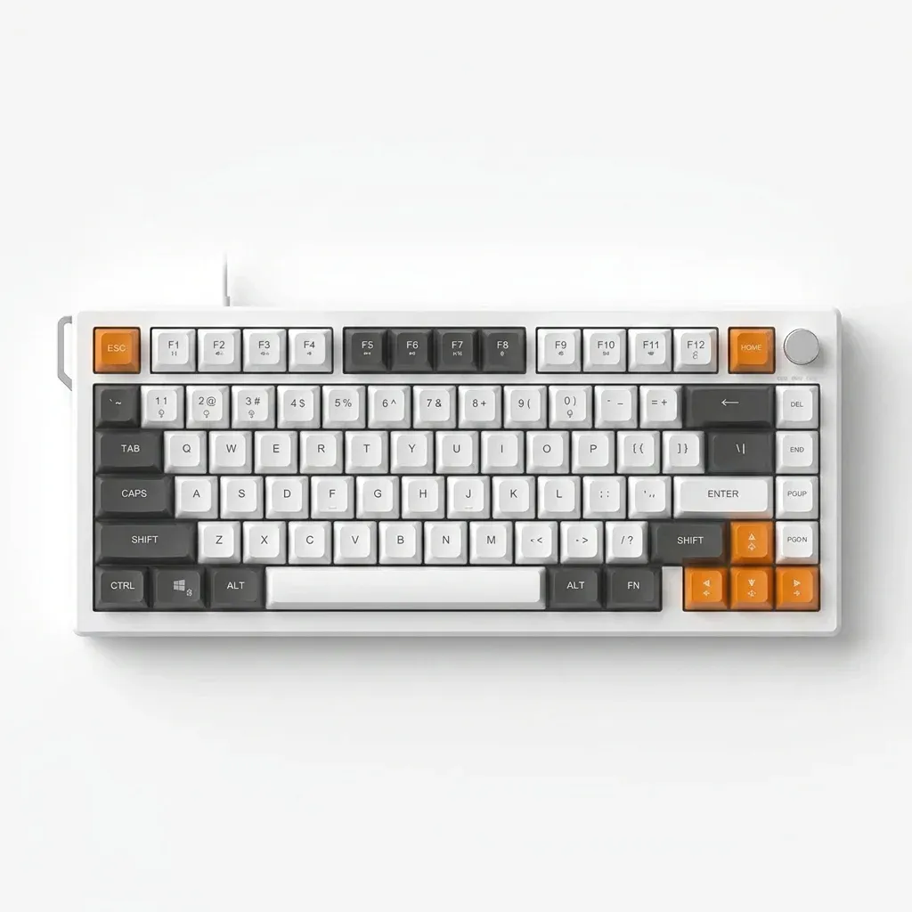 Wit compact Ajazz toetsenbord met oranje toetsen