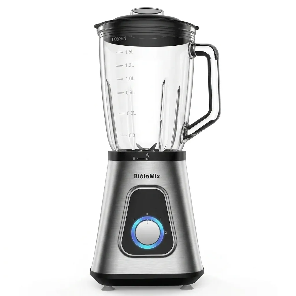 BioloMix 1300W blender met glazen kan en travel cup