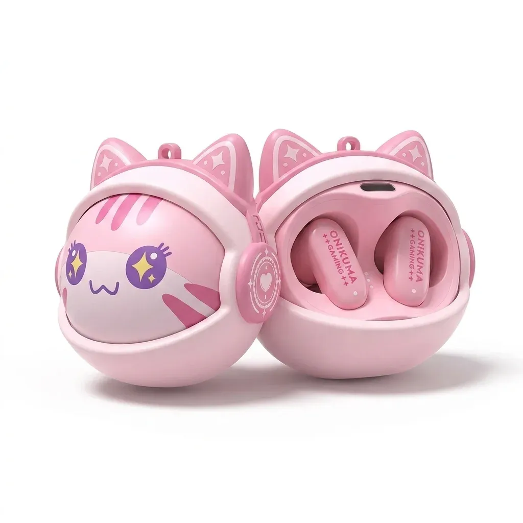 Roze ONIKUMA TX603 oordopjescase met kattenoren