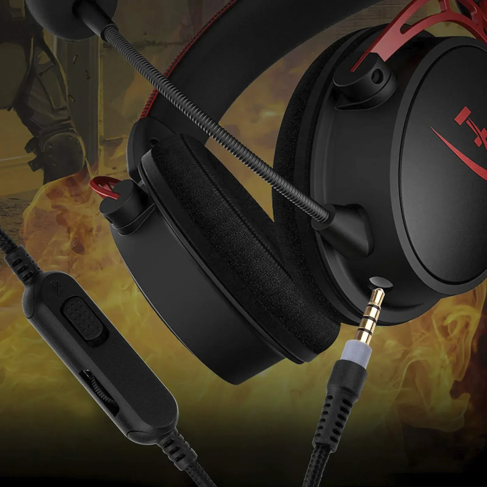 REDRAGON H510 vervangende gevlochten kabel met volumeregeling en mute