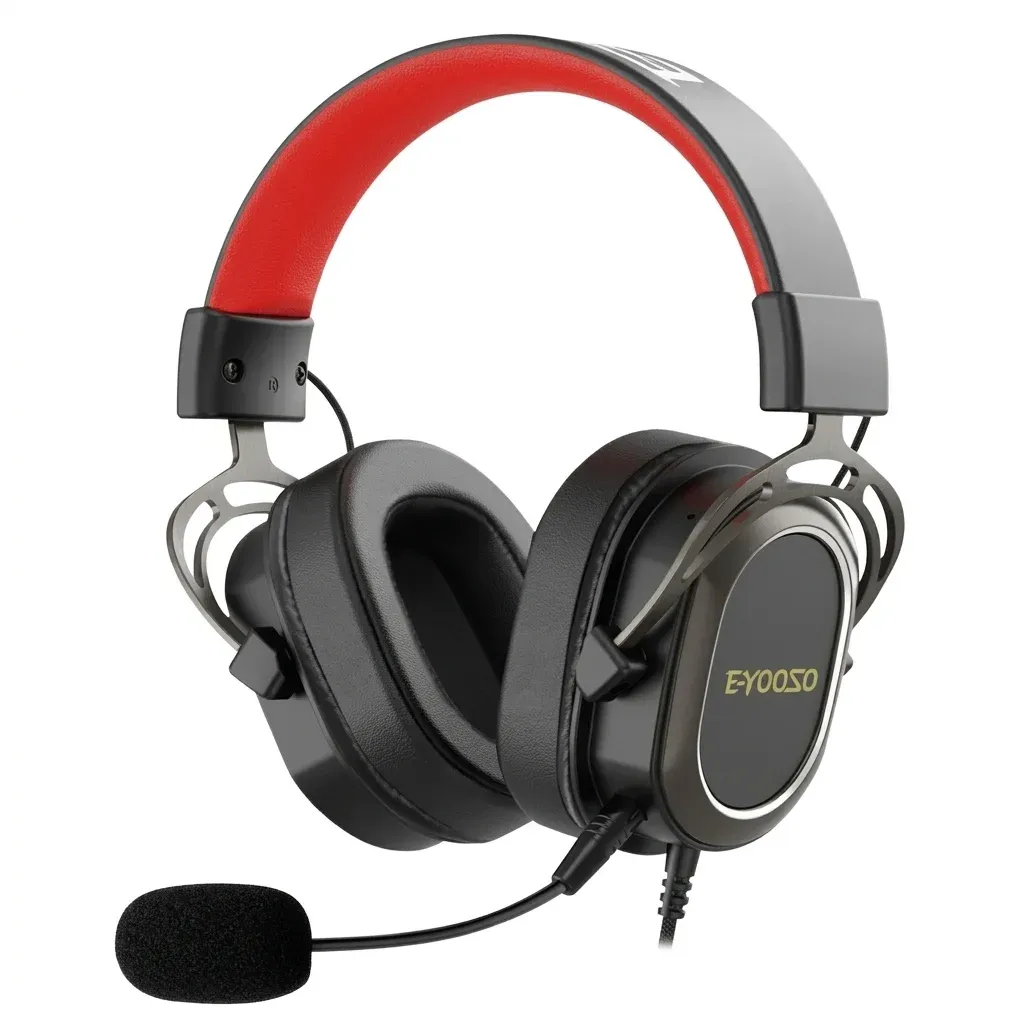 Bedrade gamingheadset met microfoon op witte achtergrond