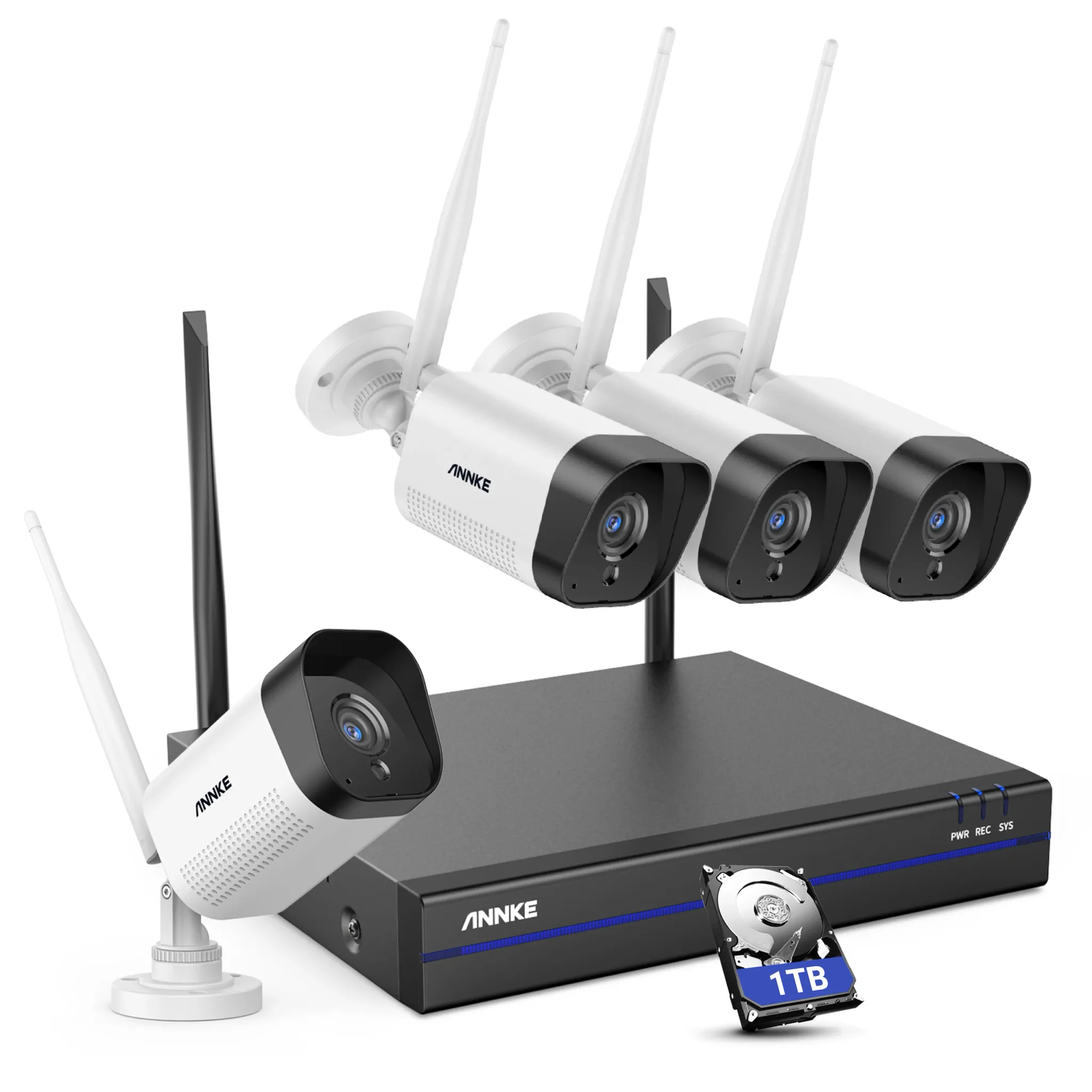 ANNKE 8-kanaals WiFi NVR-set met 4 camera’s en 1TB