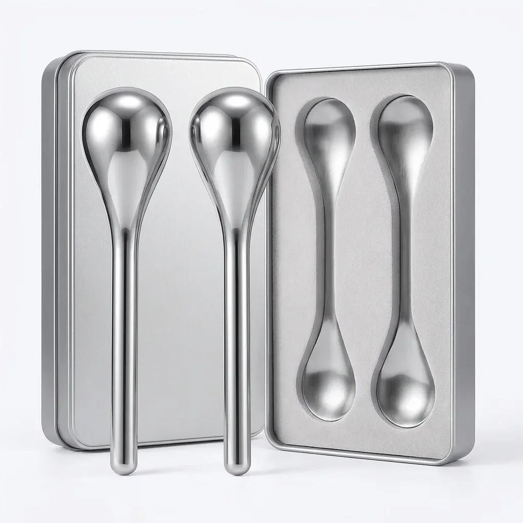 Koelende gezichtsmassage-set met zilveren cryo tools