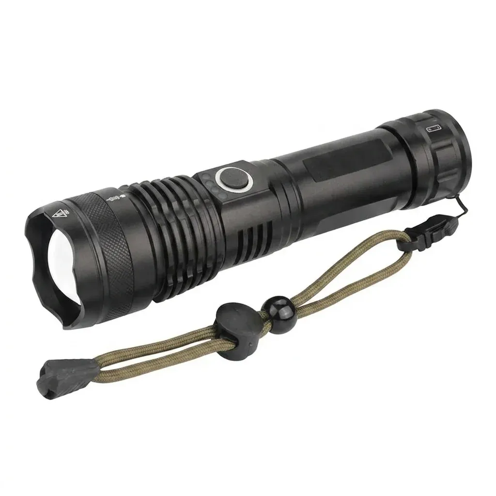 Krachtige zwarte LED-zaklamp met zoom