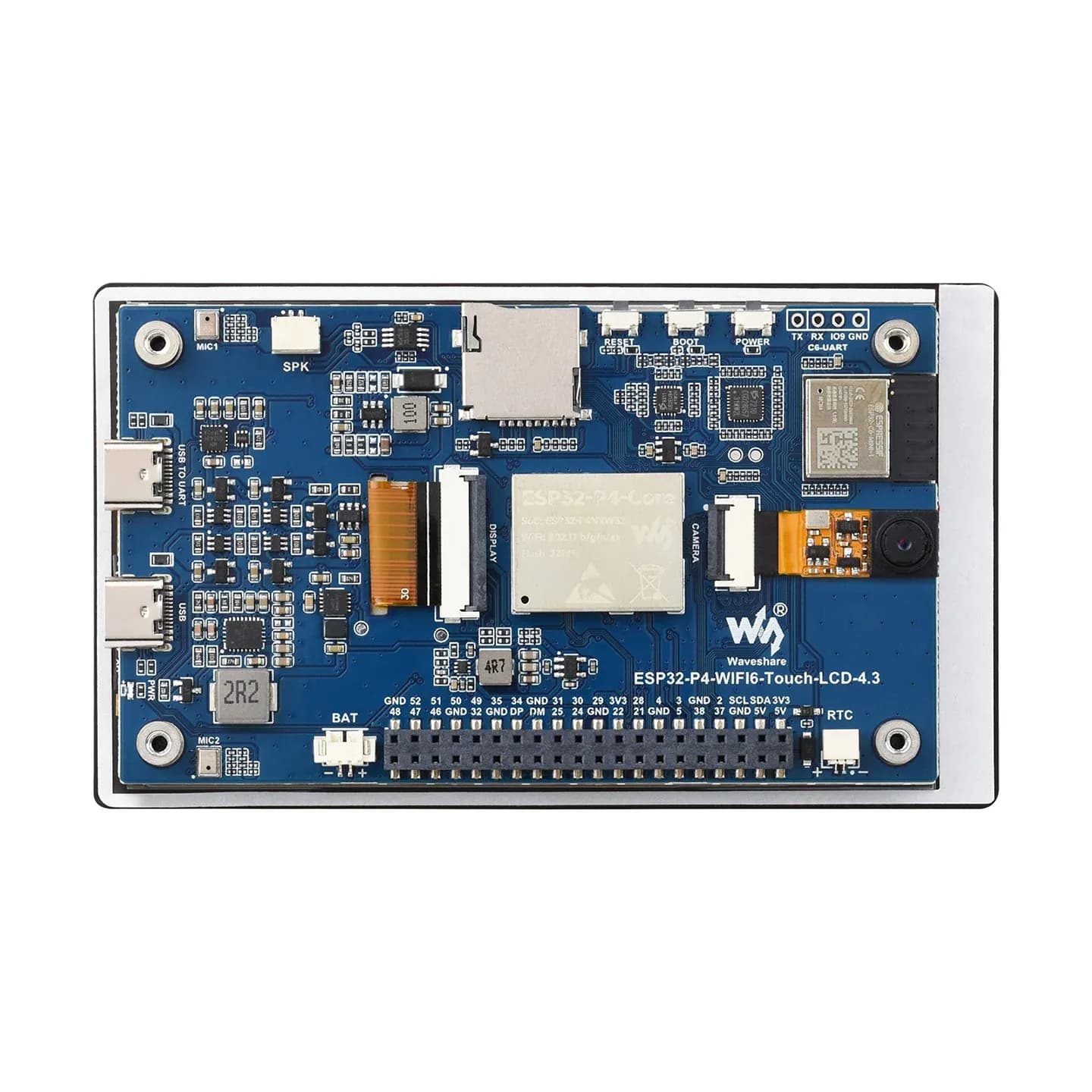 Waveshare ESP32-P4 4,3 inch touch-ontwikkelbord met Wi‑Fi 6 en BLE 5