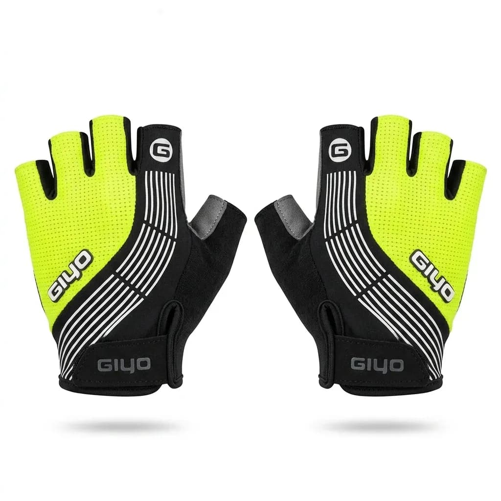 Giyo zomer fietshandschoenen halfvinger neongeel
