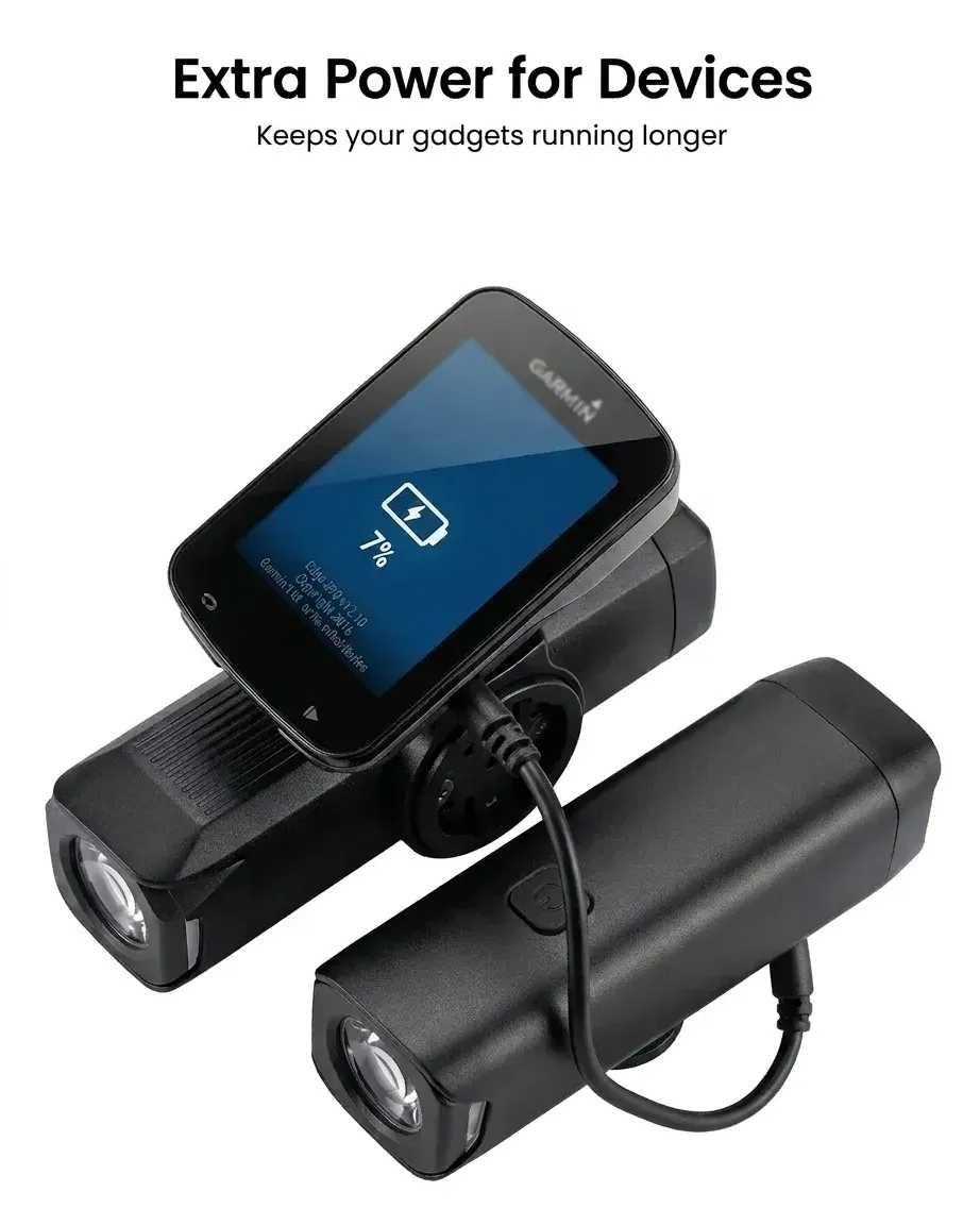 פנס אופניים RAVEMEN עם תושבת Garmin