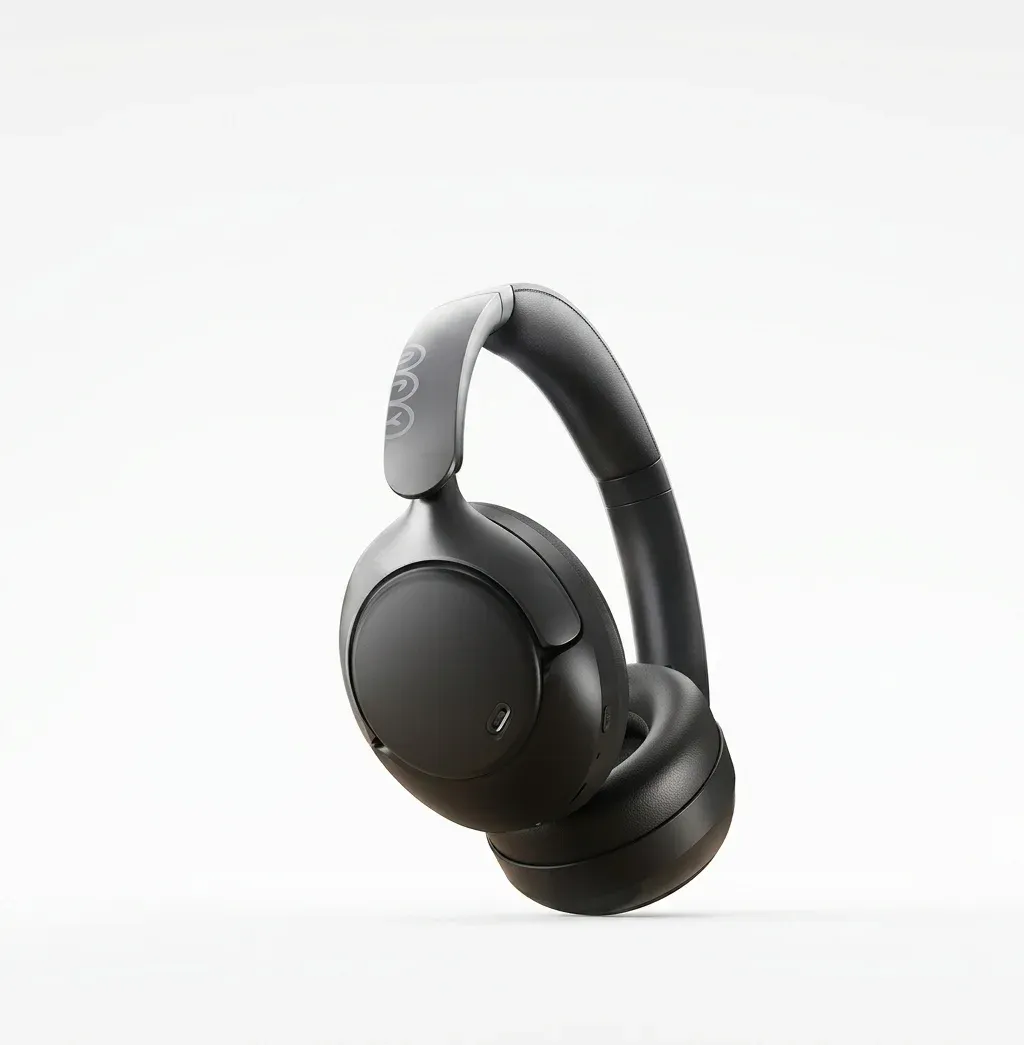 אוזניות QCY H3 Pro שחורות על רקע לבן