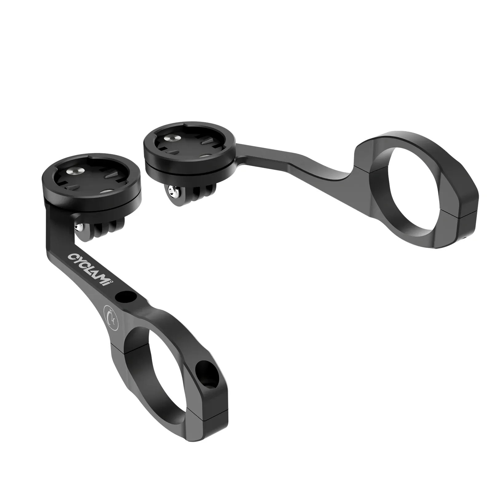 CYCLAMI aluminium dubbele fietscomputerhouder met lampbeugel